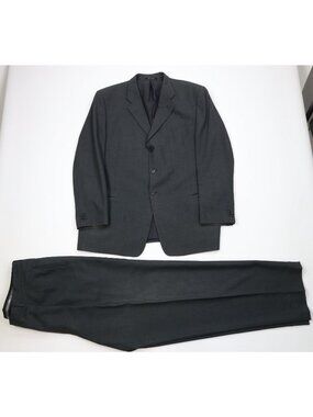 Vintage 90s Mani Armani Mens 48L Wool 2 Piece Suit Wedding Gray 43x36 Wide Leg
